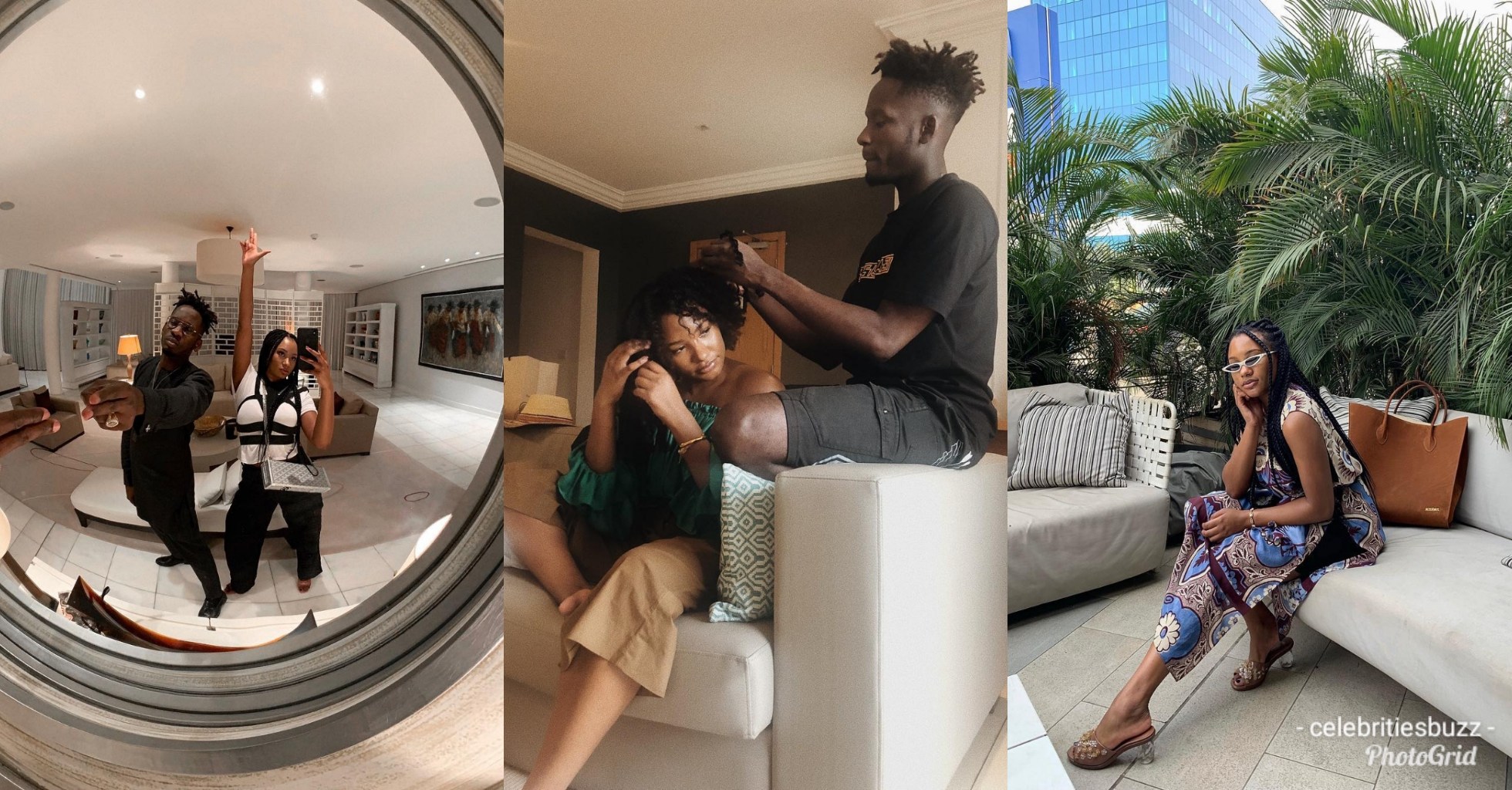 Mr Eazi take care of his billionaire daughter girlfriend’s hair in romantic photo