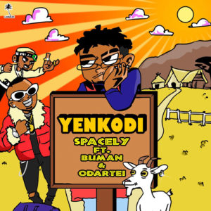 Spacely outdoors Yenkodie with Buman  and Odartei.