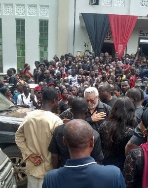 Rawlings mobbed at funeral of Peter Amewu’s sister