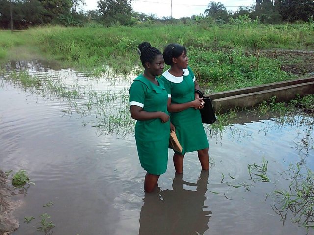 Waterlogged Mafi Sasekpe Health Centre in the Volta Region inaccessible