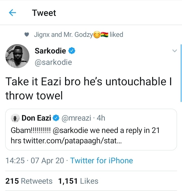 "Patapaa Is Untouchable" - Sarkodie Praises