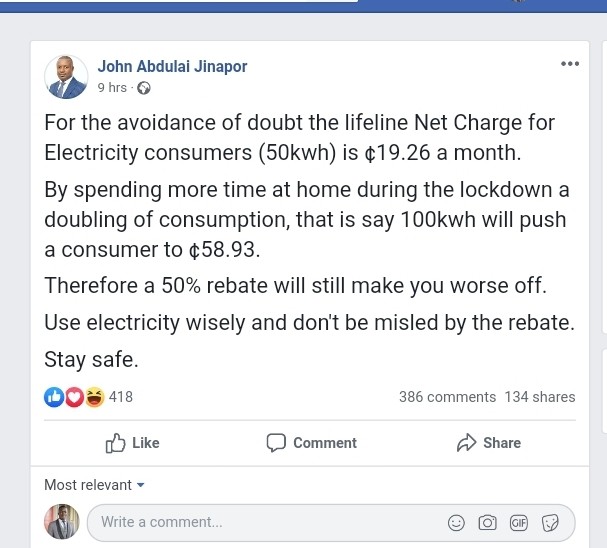 50% electricity cut will make your lives worse - John Jinapor to Ghanaians